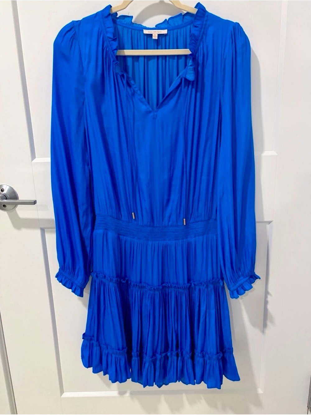 Skies Are Blue - Royal Blue Long Sleeve Ruffle Dress